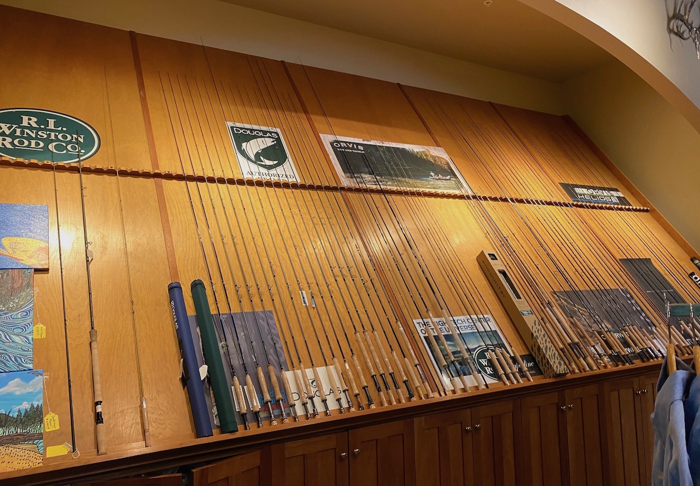 Fly rods in a fly fishing shop in Idaho