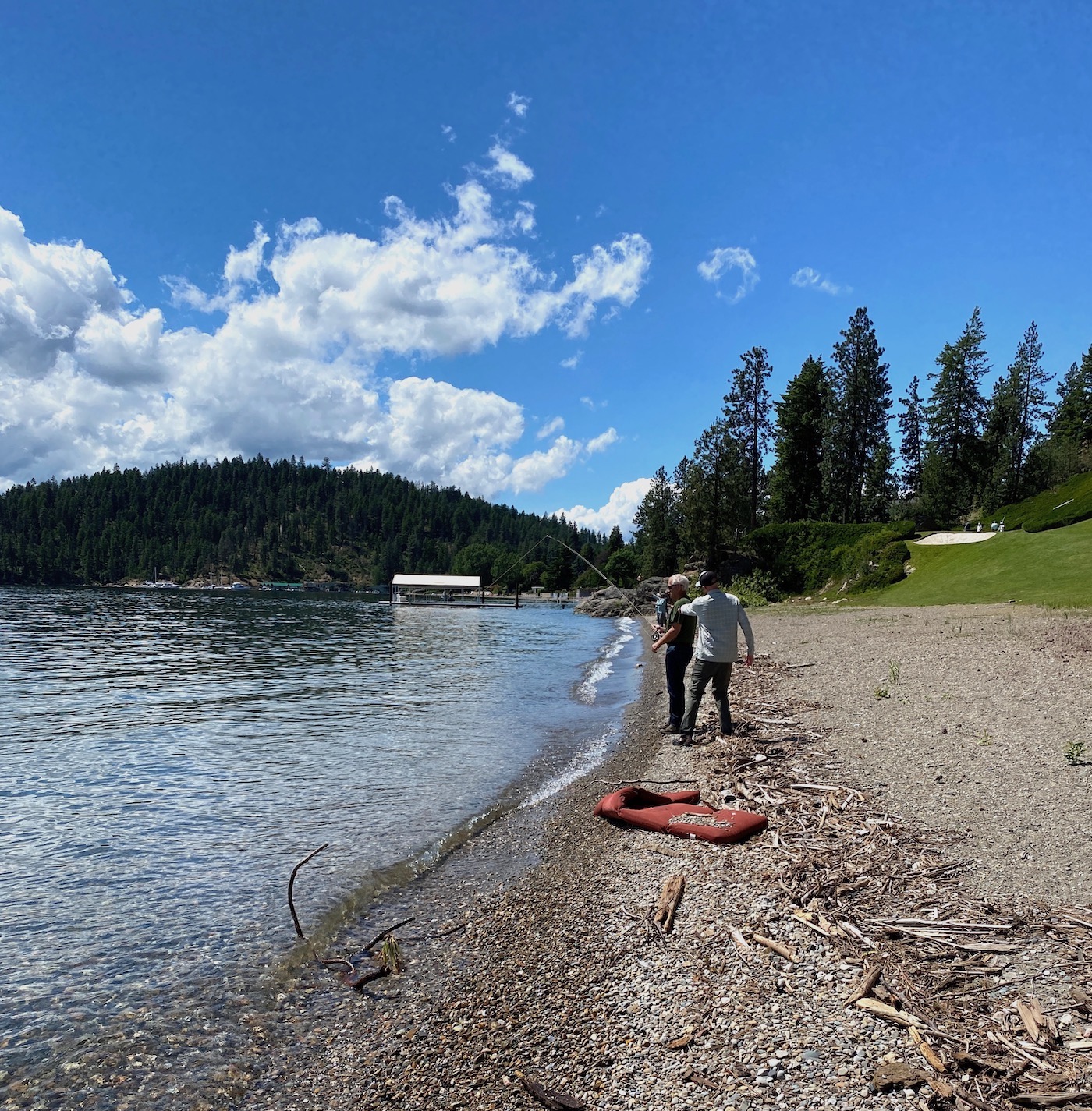 Practicing roll casting on Lake Coeur DAlene