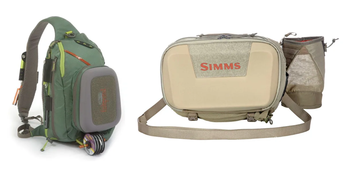 Fishpond summit sling bag and Simms flyweight hip hybrid system